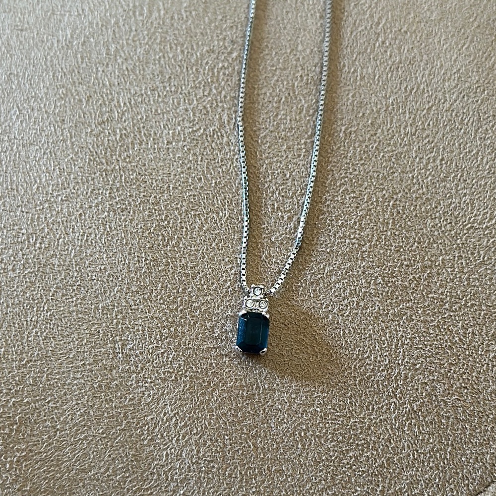 Monet Silver and sapphire Blue Pendant Necklace